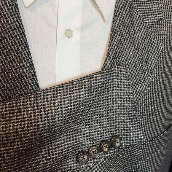 Joseph Abboud 42L Blazer‎ Neutral Tan/charcoal Silk Wool Premium Suit Jacket - Picture 4 of 15